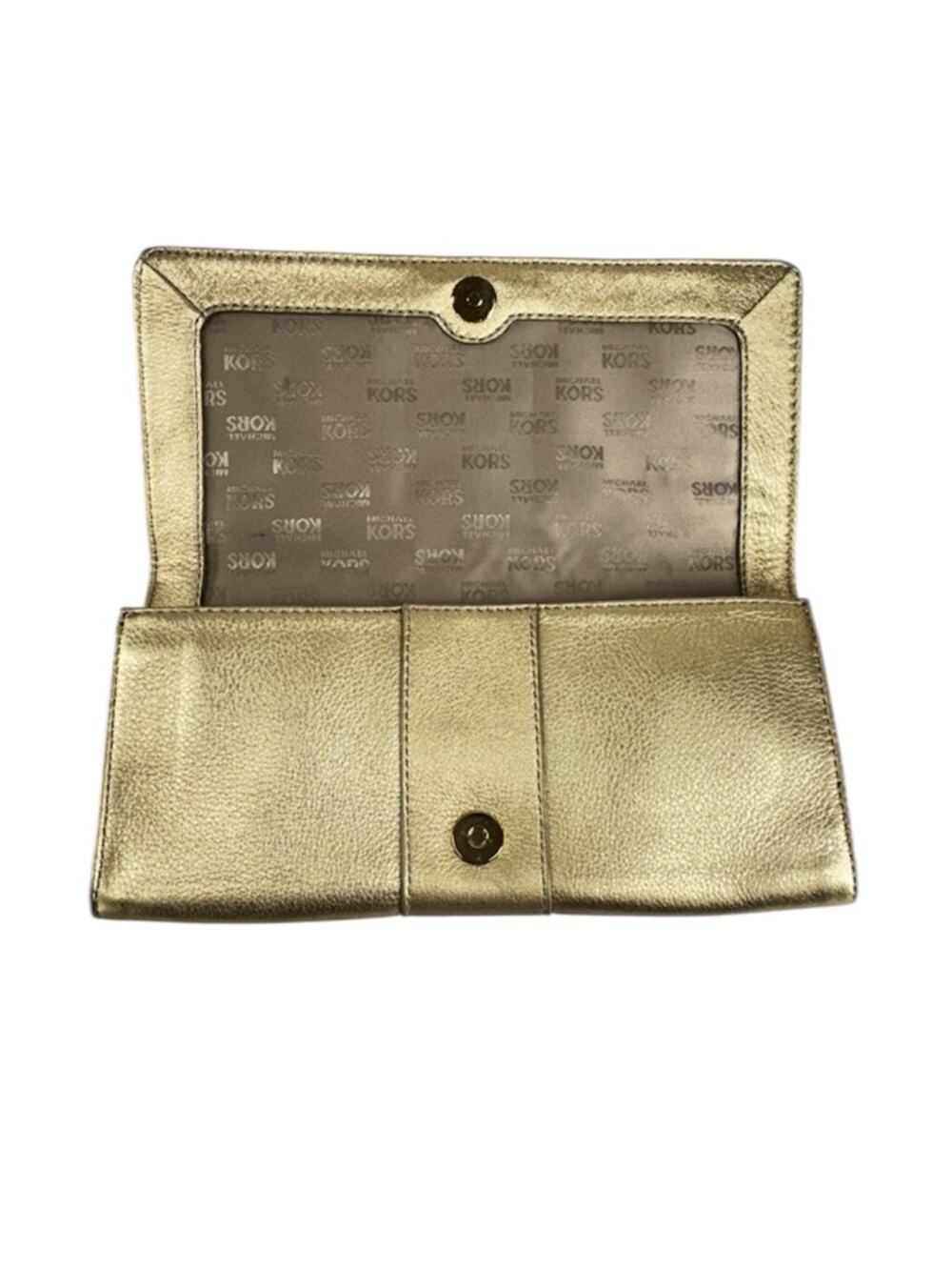 Michael Kors Gold Clutch Wallet Pebbled Leather - Picture 3 of 7